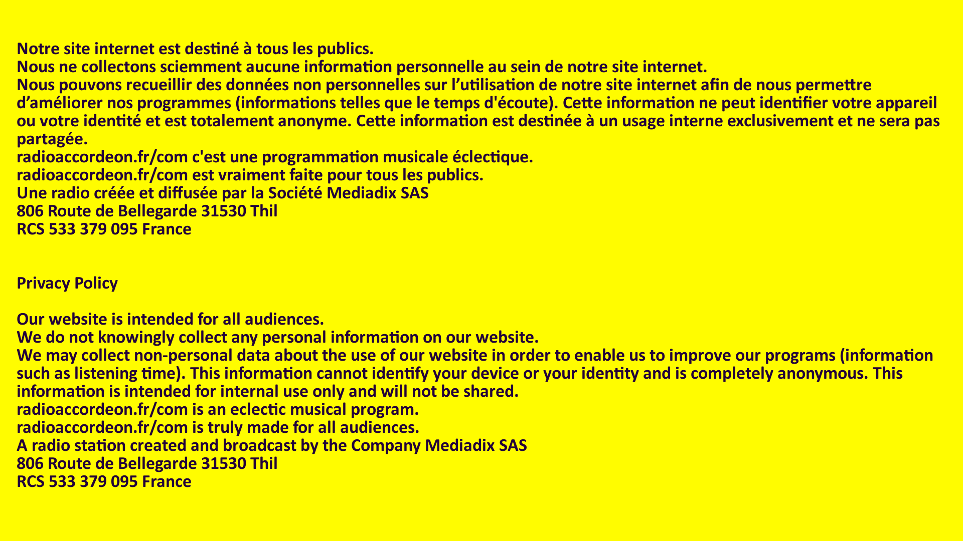Mentions légales de Radio Accordéon